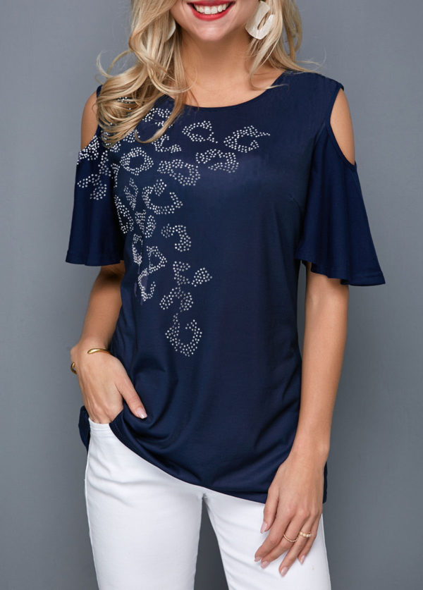 Cut Out Dark Blue Top