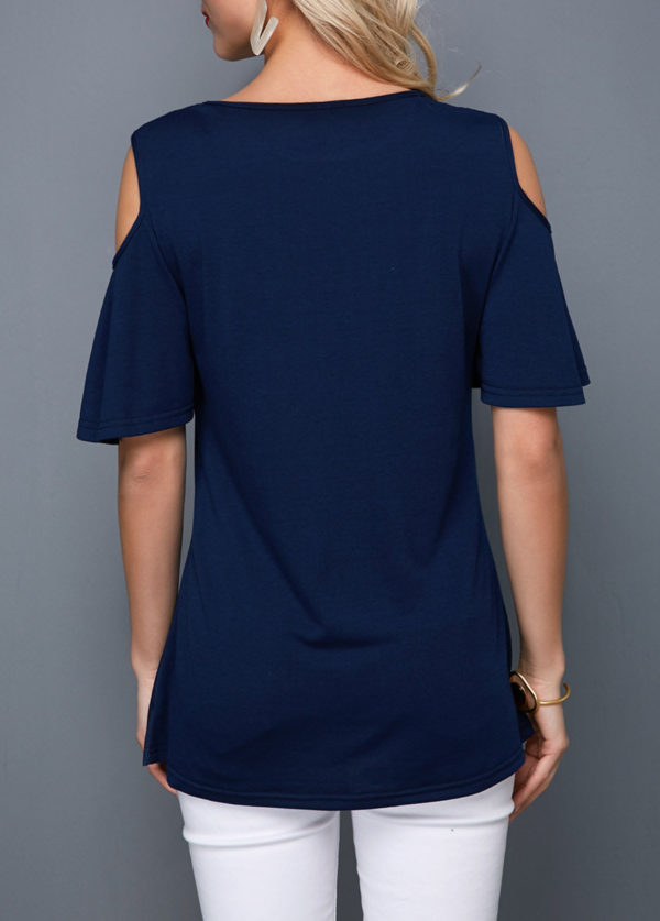 Cut Out Dark Blue Top - Image 2